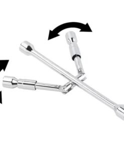 Clé en croix pliable - 4 embouts pour écrous 17/19/21/23 mm