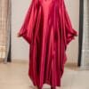 Robe longue ample satinée bordeaux