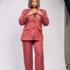 Tailleur bordeaux blazer + pantalon large