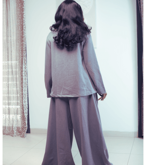 Ensemble 2 pièces gris blouse croisée + pantalon – Image 5