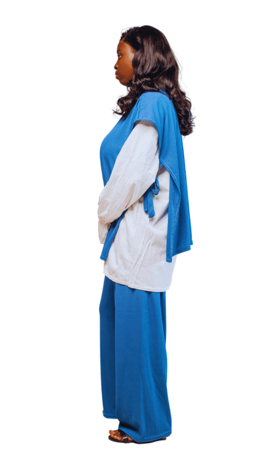 Ensemble Plissé 3 Pièces bleu élégant et original – Image 5