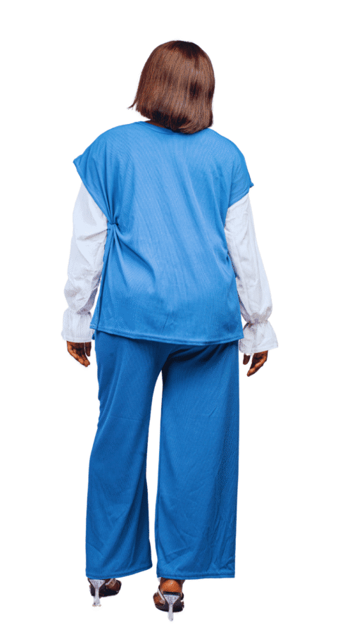 Ensemble Plissé 3 Pièces bleu élégant et original – Image 4