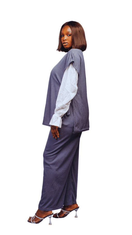 Ensemble Plissé 3 Pièces gris élégant et original – Image 2
