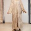Robe longue beige effet lin