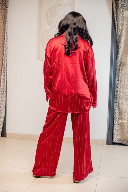Ensemble Rouge Satiné Strass – Image 2