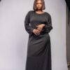 Robe longue noire élégante et fluide à nouer à l'arrière