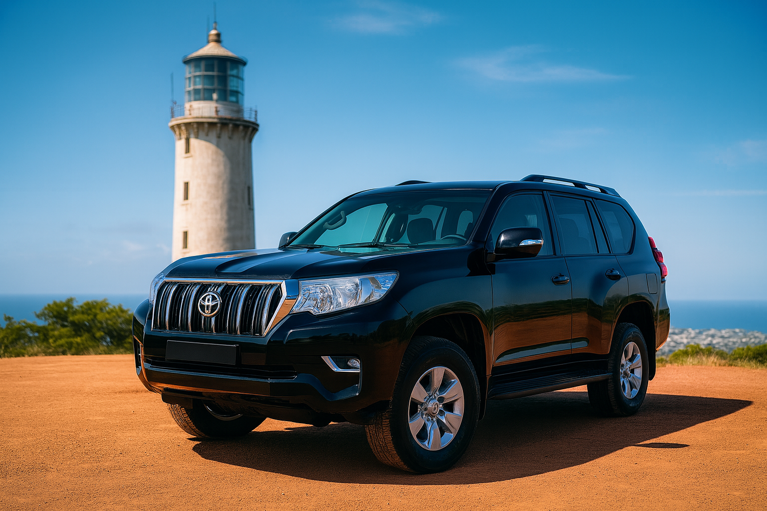 Location de véhicule avec chauffeur Toyota Prado intérieur alcantara