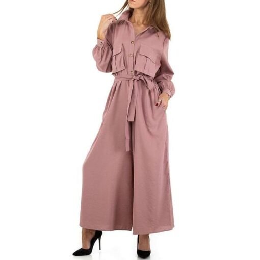 Combinaison taille haute ample rose femme