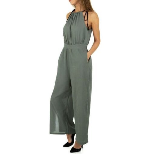 Combinaison évasée fendue vert femme