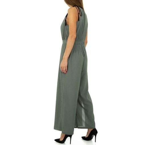 Combinaison évasée fendue vert femme – Image 2