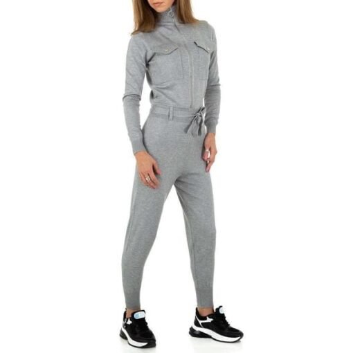 Combinaison sport colle montant zippé gris femme