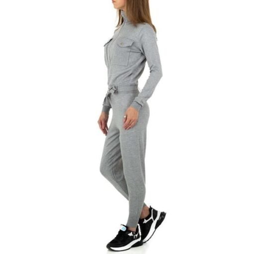 Combinaison sport colle montant zippé gris femme – Image 2