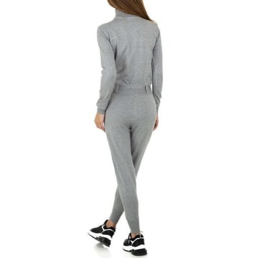Combinaison sport colle montant zippé gris femme – Image 3