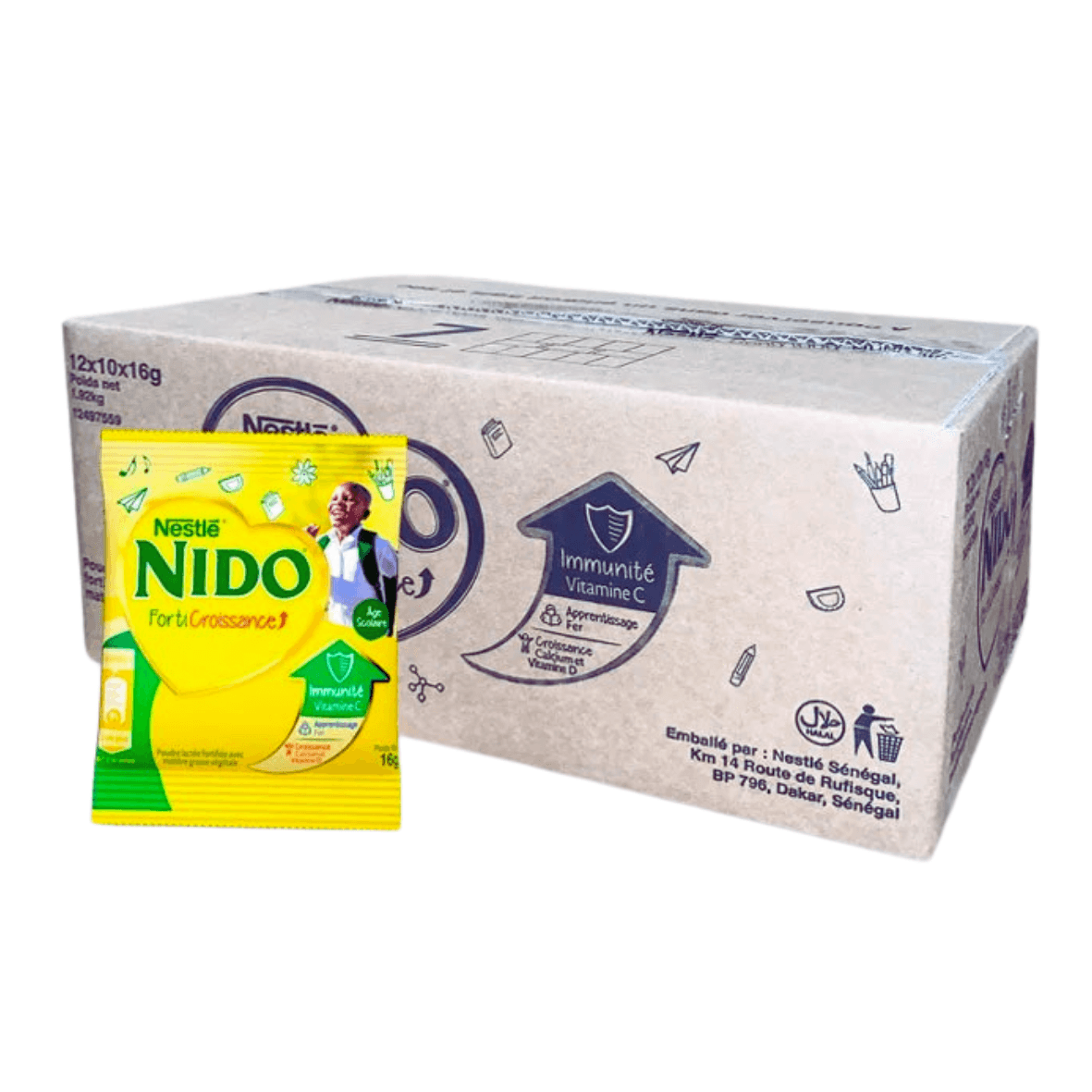 Carton de 120 sachets de 16gr de lait entier en poudre - Nido - Qté : 1 - 12 750 CFA