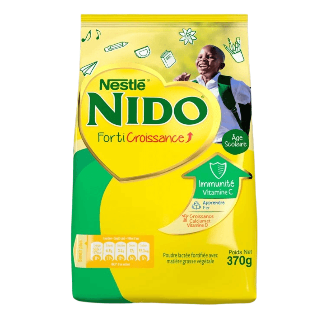 Sachet de lait entier en poudre de 370gr - Nido - Qté : 1 -  2 150 CFA