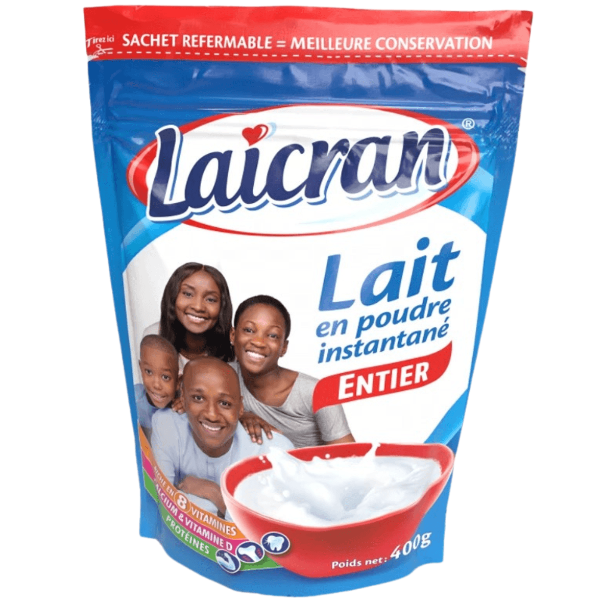 Sachet de lait entier en poudre de 400gr - Laicran - Qté : 1 - 2 450 CFA