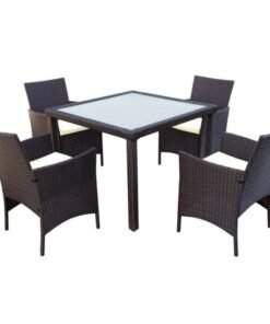 AKTIVE - Ensemble de meubles de terrasse en rotin synthétique avec 4 chaises et 1 table haute