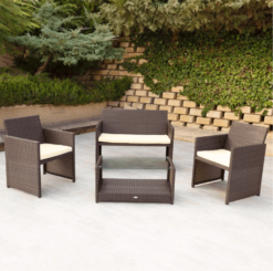 AKTIVE - Ensemble de meubles de terrasse en rotin synthétique avec 1 canapé, 2 fauteuils et 1 table - modèle 2