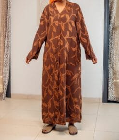 Robe Abaya marron fleurie