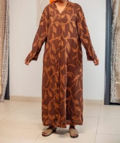 Robe Abaya marron fleurie