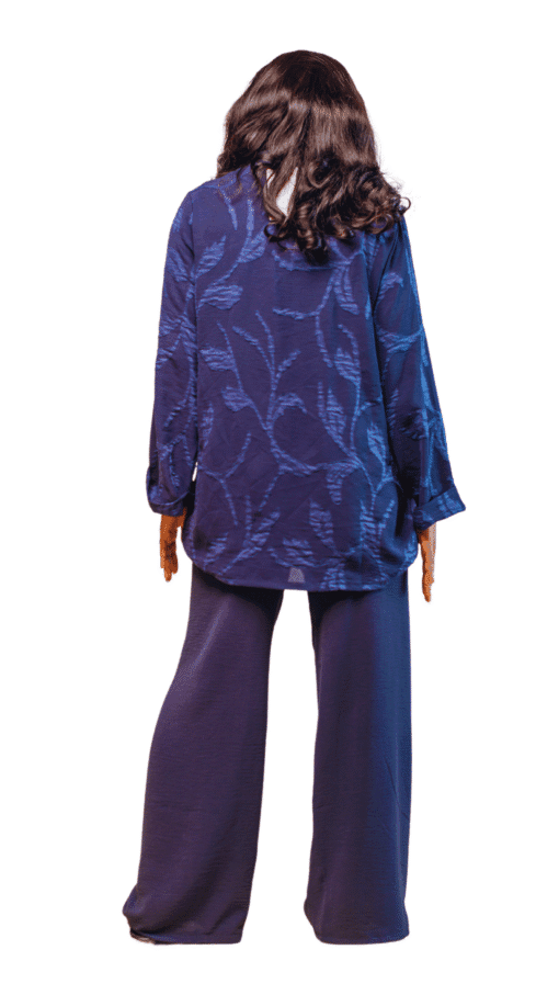 Ensemble 2 pièces bleu imprimé feuillage – Image 2