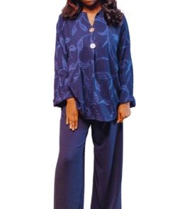 Ensemble 2 pièces bleu imprimé feuillage