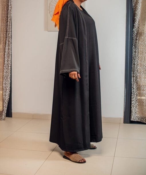 Ensemble 2 pièces noir - Kimono et robe avec surpiqûres – Image 3