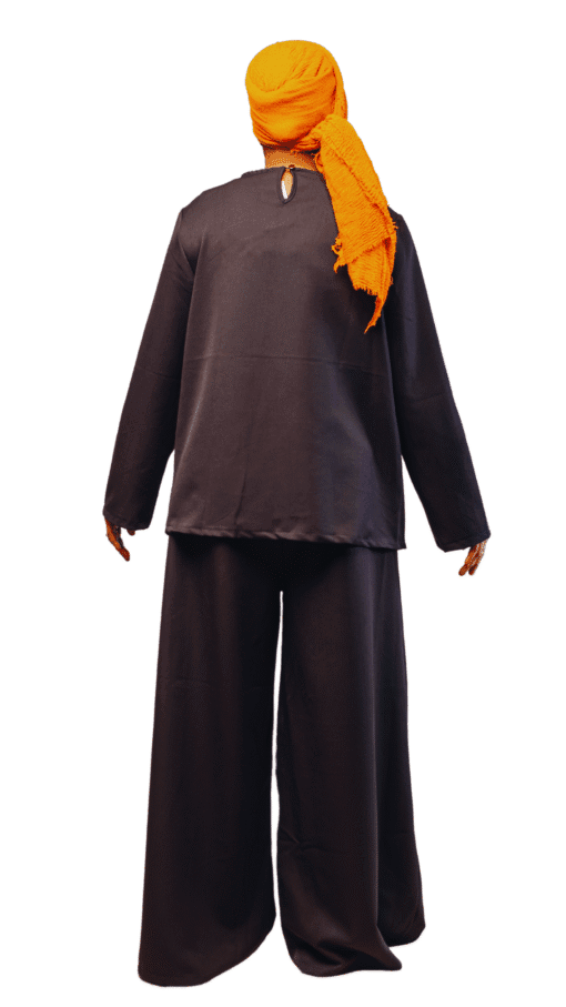 Ensemble 2 pièces noir blouse croisée + pantalon – Image 3