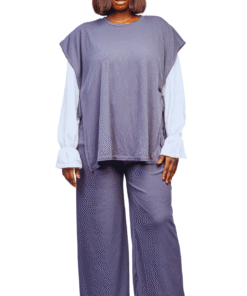 Ensemble Plissé 3 Pièces gris élégant et original