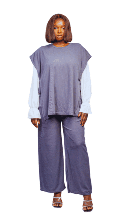 Ensemble Plissé 3 Pièces gris élégant et original