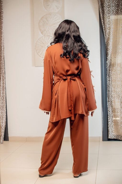 Ensemble marron ruban satiné – Image 2