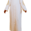 Robe longue Beige brodée fleurs dorées