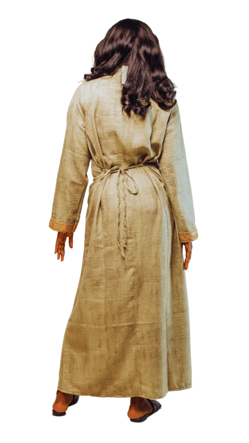Robe longue kaki avec broderies dorées – Image 2