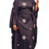 Robe papillon noire à motifs brodés