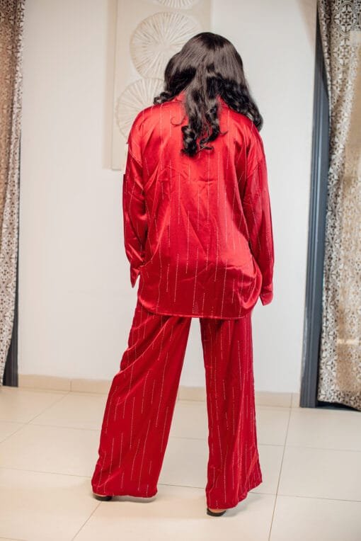 Ensemble Rouge Satiné Strass – Image 2
