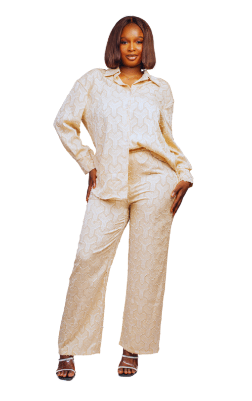 Ensemble 2 pièces texturé chemise + pantalon