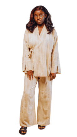 Ensemble Kimono beige Élégance Satinée
