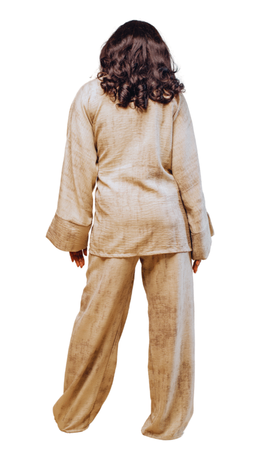 Ensemble Kimono taupe Élégance Satinée – Image 2