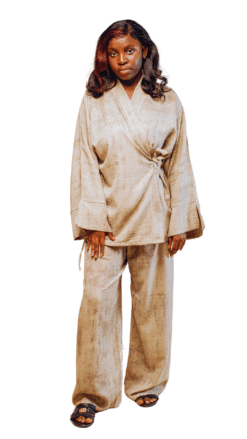 Ensemble Kimono taupe Élégance Satinée