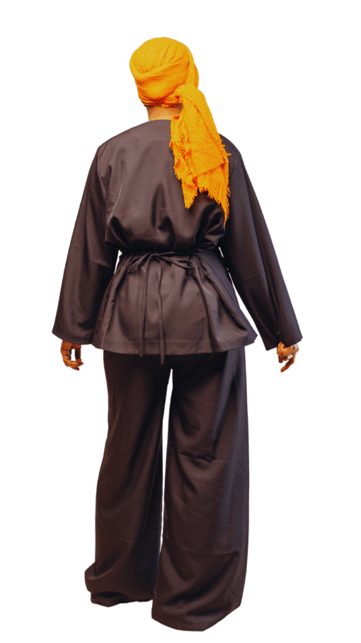 Ensemble noir blouse longue croisée & pantalon large – Image 2