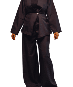 Ensemble noir blouse longue croisée & pantalon large