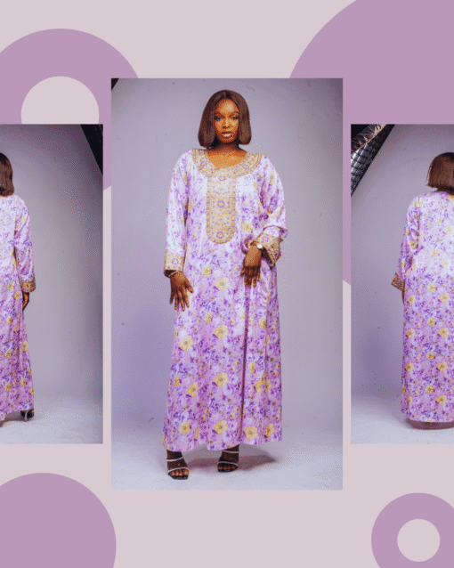 Robe broderie or et pierres violettes – Image 3